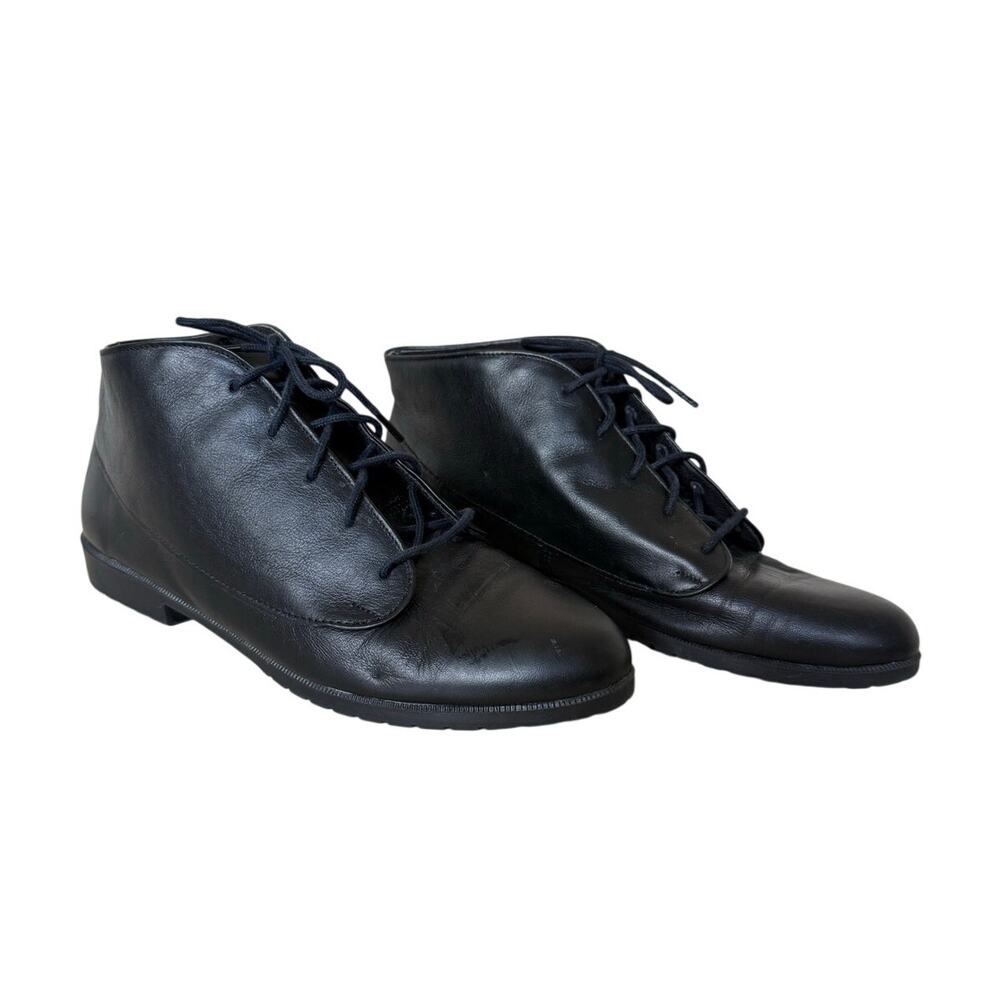 Munro American Black Leather Lace Up Ankle Boots Women's 7.5 M